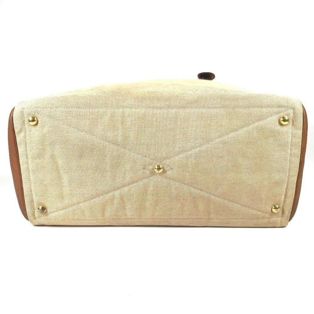 HERMES vintage Victoria 50 Travel Bag Duffle Bag Leather/Canvas Beige/Brown - Picture 5 of 15